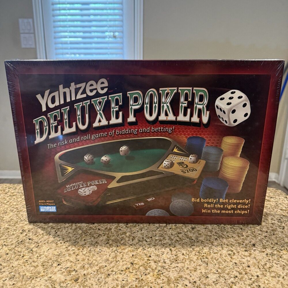 Yahtzee Deluxe Poker Dice Card Board Game 2005 Parker Brothers New Sealed